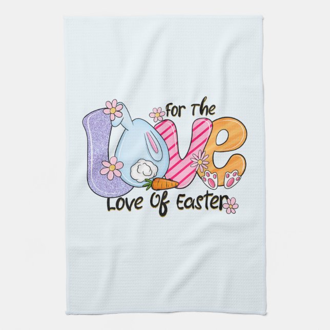 Linge De Cuisine Pour l'Amour de Pâques - Mignons lapins et oeufs (Vertical)