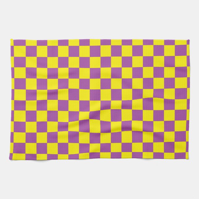 Linge De Cuisine Pourpre et jaune Checkered (Horizontal)