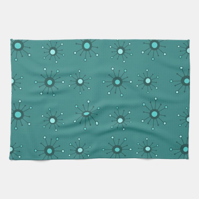 Linge De Cuisine Poussées stellaires atomiques sarcelle (Horizontal)