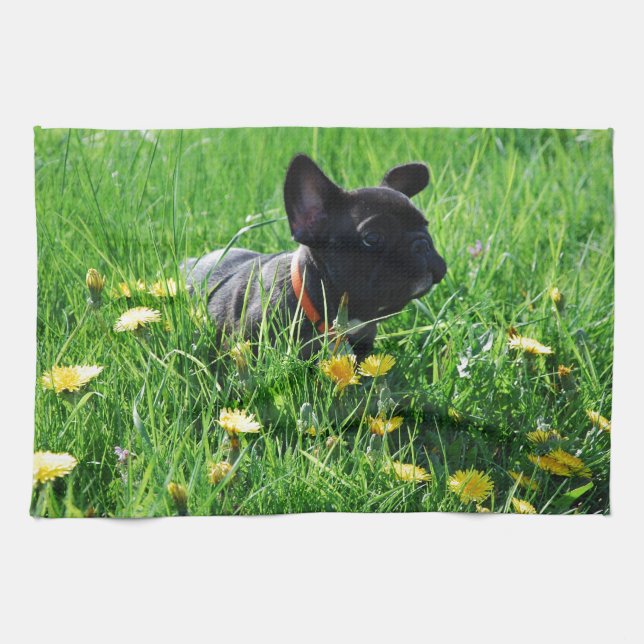 Linge De Cuisine Prairie Bouledogue Français (Horizontal)