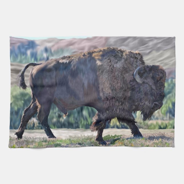 Linge De Cuisine Prairie de bison américain faune  (Horizontal)