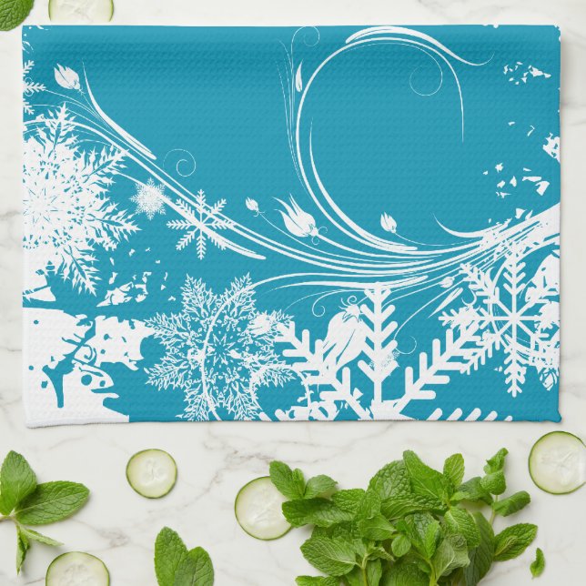 Linge De Cuisine Pré bleu d'hiver - bonnes fêtes (Plié)