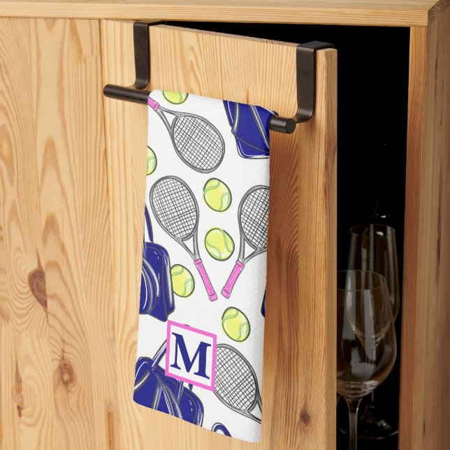 Linge De Cuisine Préparatifs Tennis Monogramme Navy (Pliage en tiers)