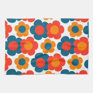 Linge De Cuisine Preppy Blue Orange Hippie Motif
