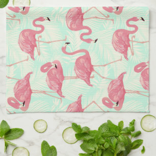 Linge De Cuisine Preppy Chic Elegant Pink Flamingo Motif