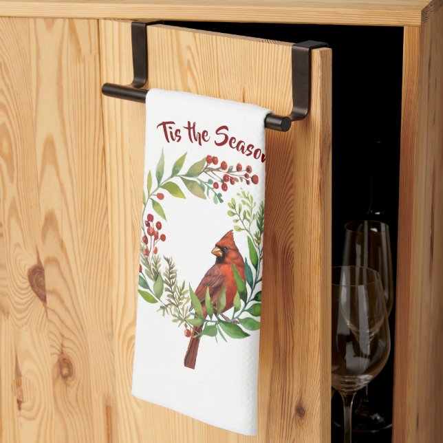 Linge De Cuisine Pretty Classic Cardinal Red Bird (Pliage en tiers)