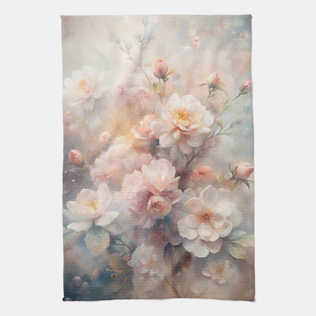 Linge De Cuisine Pretty Pink and White Flowers  (Vertical)