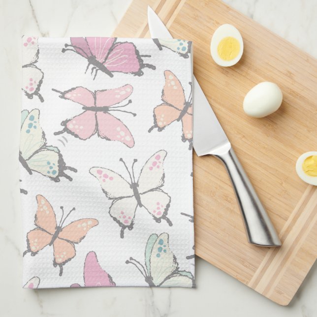 Linge De Cuisine Pretty Pink Butterfly Pattern (Quart Plié)