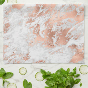 Linge De Cuisine Pretty Rose Gold White Glitzy Marble