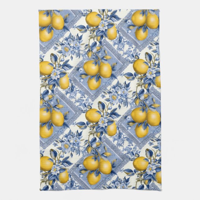 Linge De Cuisine Pretty Talavera Tile All-Over Print Lemons (Vertical)