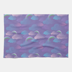 Linge De Cuisine Princesse Ciel Nuageux Violet Bleu Nuages Licorne