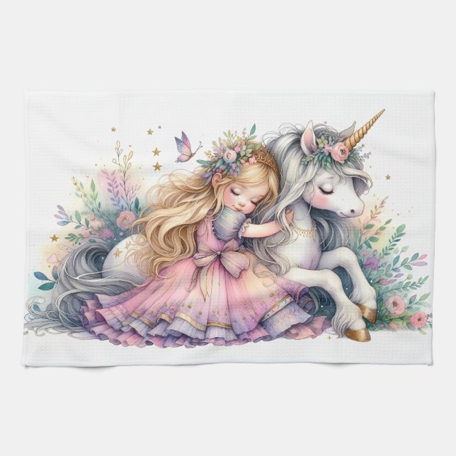 Linge De Cuisine Princesse Licorne Pastel Conte de Fée Fantastique (Horizontal)