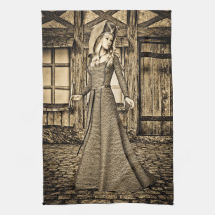 Linge De Cuisine Princesse Médiévale Sépia Art Renaissance