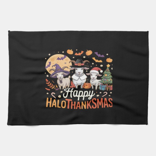 Linge De Cuisine Propriétaires Amoureux des animaux heureux Halloth (Horizontal)