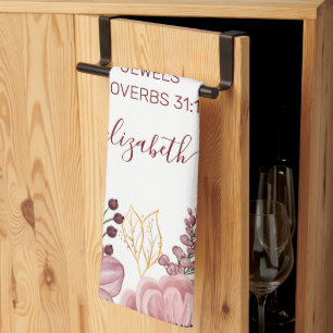 Linge De Cuisine Proverbes 31 Élégante fleur rose pastel