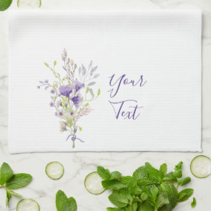 Linge De Cuisine Pschitte florale violette personnalisée 