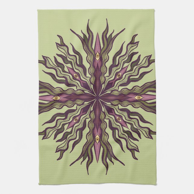 Linge De Cuisine Psychedelic Eye Plant - Surreal Botanical Mandala (Vertical)