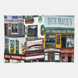 Linge De Cuisine Pubs de Dingle, collage, Irlandais, Irlande,
