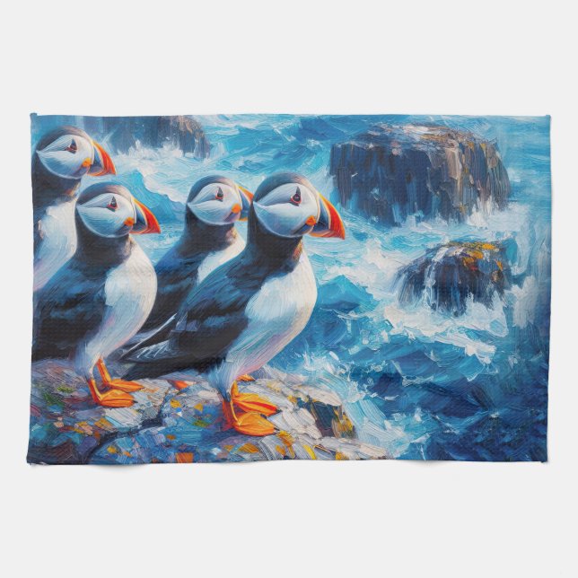 Linge De Cuisine Puffins (Horizontal)