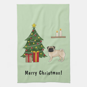 Linge De Cuisine Pug Brun Clair Dessin Animé Mignon de Chien avec u