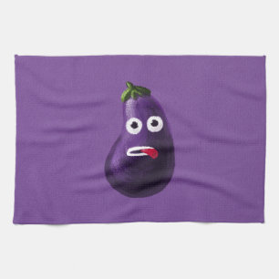 Linge De Cuisine Purple Funny Cartoon Eggplant
