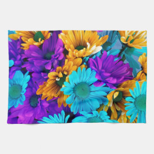 Linge De Cuisine Purple Gold N Turquoise Daisies