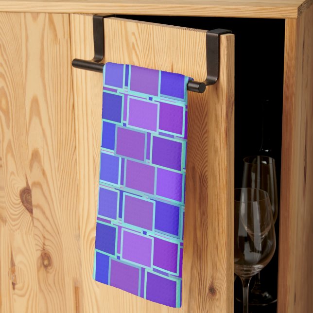 Linge De Cuisine Purple Mosaic Squares Tile Pattern (Pliage en tiers)