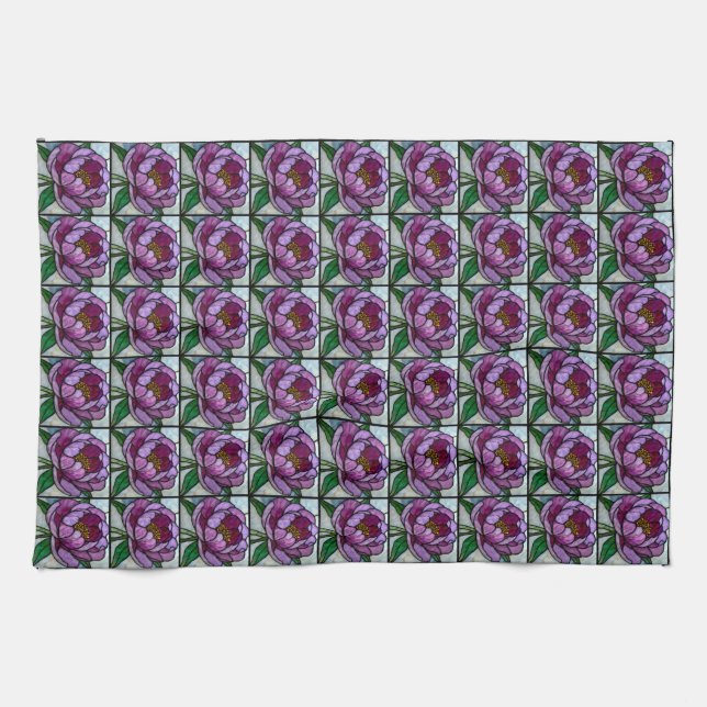 Linge De Cuisine Purple Peony Stained Glass (Horizontal)