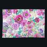 Linge De Cuisine Purple rose brillant coloré moderne motif floral<br><div class="desc">Personnaliser avec ou sans texte</div>