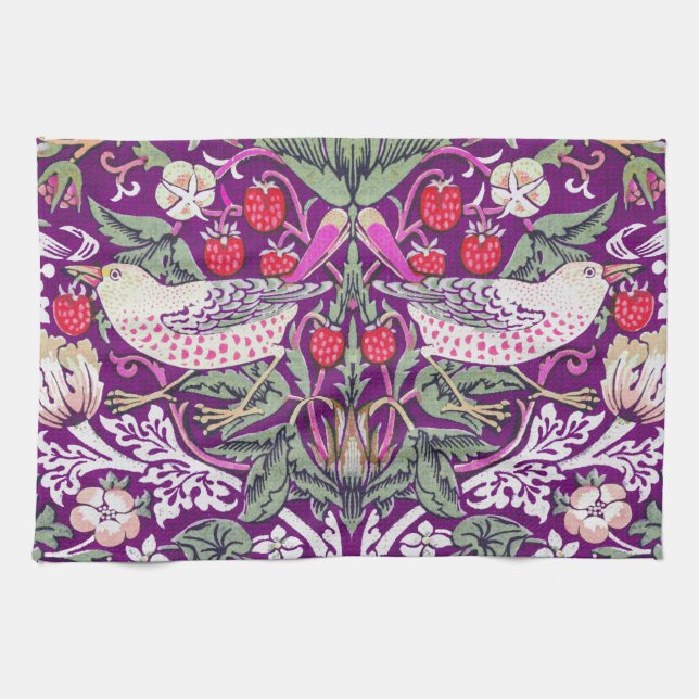 Linge De Cuisine Purple William Morris fraise Thief Motif (Horizontal)