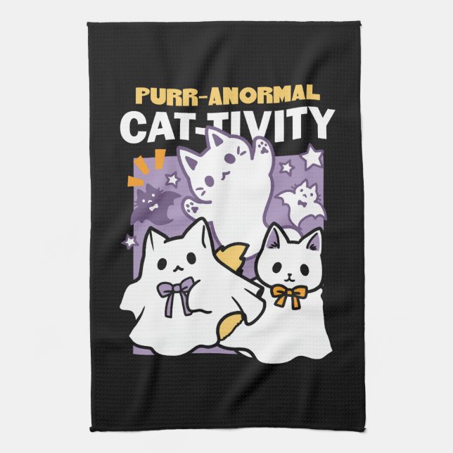 Linge De Cuisine Purr-anormal Cat-tivity - Halloween Cat Design (Vertical)
