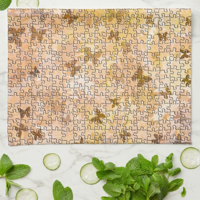 Linge De Cuisine Puzzle Papillons et Daisies-Browns par STaylor (Plié)