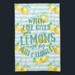 Linge De Cuisine Quand La Vie Vous Donne Des Citrons | Citation de<br><div class="desc">Quand la vie vous donne des citrons, demandez le sel & tequila en lettrage amusant rétro sur arrière - plan d'impression de citron. Ajoutez votre libellé personnalisé à cette conception à l'aide des cases "Modifier ce modèle de conception" situées à droite de l'élément, ou cliquez sur le bouton bleu "Customiser"...</div>