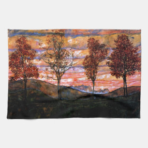 Linge De Cuisine Quatre arbres par Egon Schiele