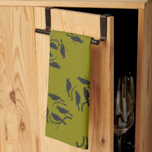Linge De Cuisine Quatre oiseaux chanteurs découpés en pochoir style