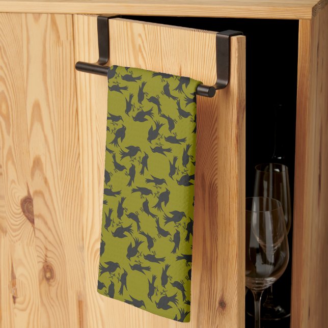 Linge De Cuisine Quatre oiseaux chanteurs Rétro découpage milieu du (Pliage en tiers)