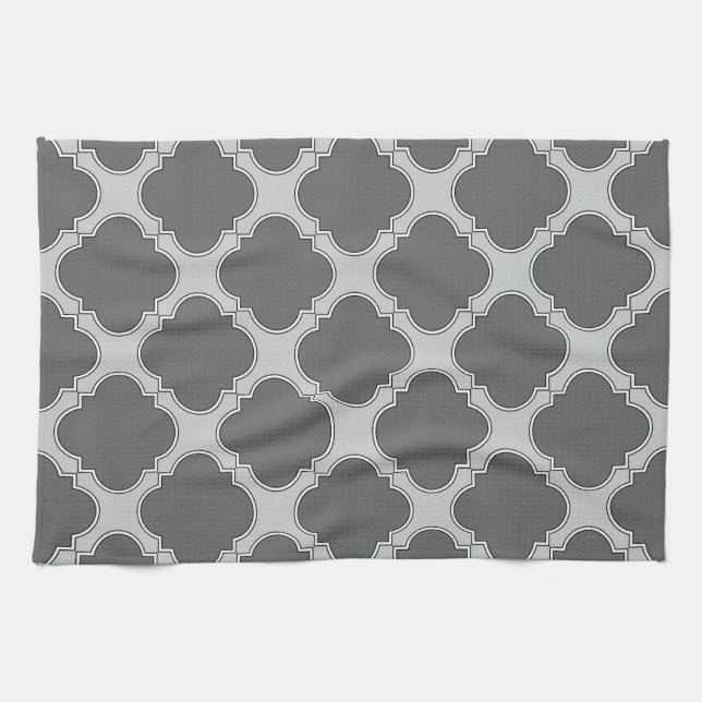 Linge De Cuisine Quatrefoil dans les tons gris (Horizontal)