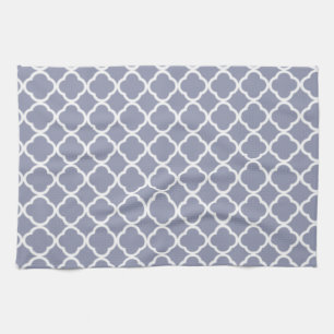 Linge De Cuisine Quatrefoil marocain gris-bleu