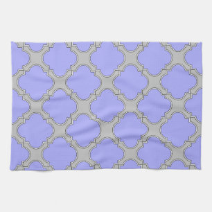 Linge De Cuisine Quatrefoil periwinkle et gris