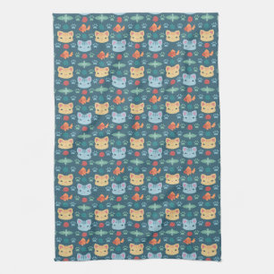 Linge De Cuisine Qu'est-ce que le Cool, Kitty Chat en bleu et jaune
