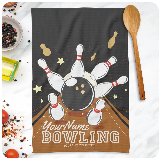 Linge De Cuisine Quilles de boule de bowling frappe personnalisées (Créateur téléchargé)