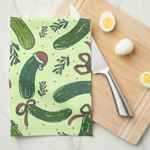 Linge De Cuisine Quirky Festive Pickles de Noël Motif