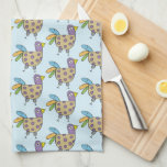 Linge De Cuisine Quirky Hen Doodle Motif<br><div class="desc">Motif de gribouillage coloré d'une poule sur arrière - plan bleu clair.</div>