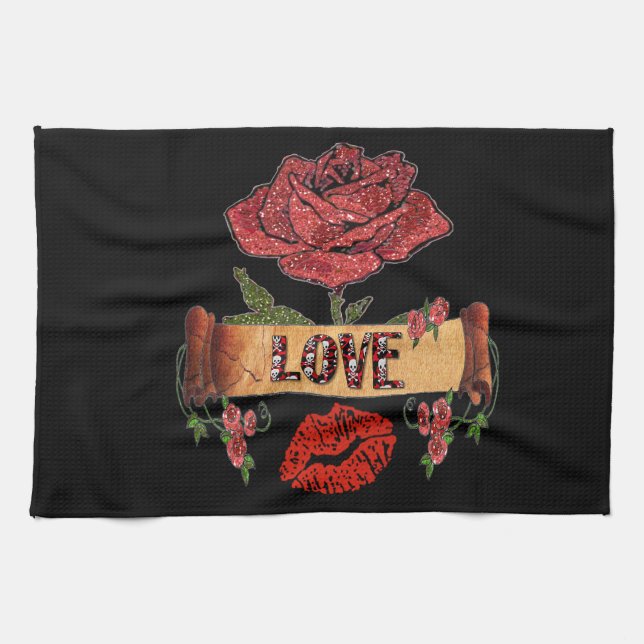 Linge De Cuisine RAB Rockabilly Roses, Love & Lipstick (Horizontal)