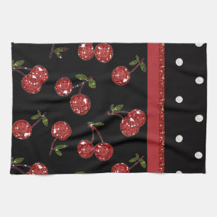 Linge De Cuisine RAB Rockabilly très cerise cerises Noir