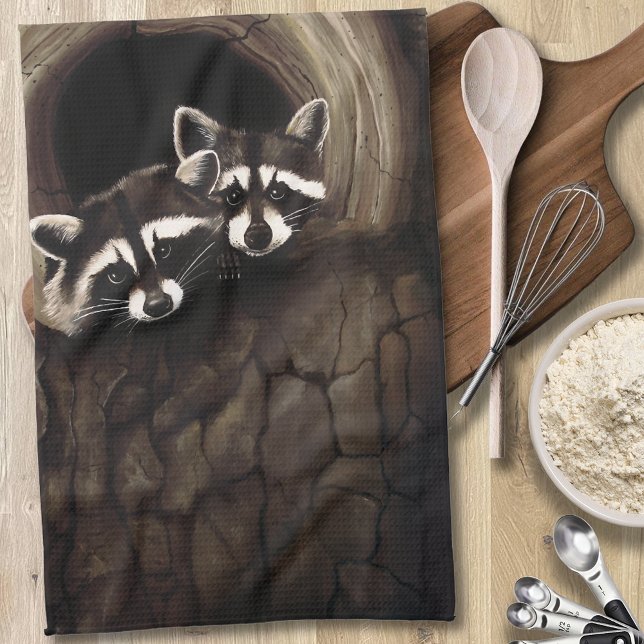 Linge De Cuisine Raccoons Brown Cute Tree (Créateur téléchargé)