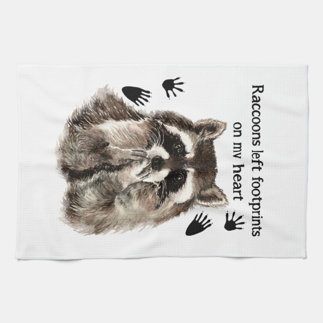Linge De Cuisine Raccoons laissés empreintes sur ma citation d'Humo (Horizontal)
