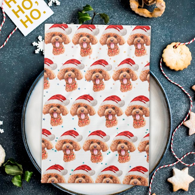Linge De Cuisine Race de chien Caniche Étoiles de Noël (Créateur téléchargé)