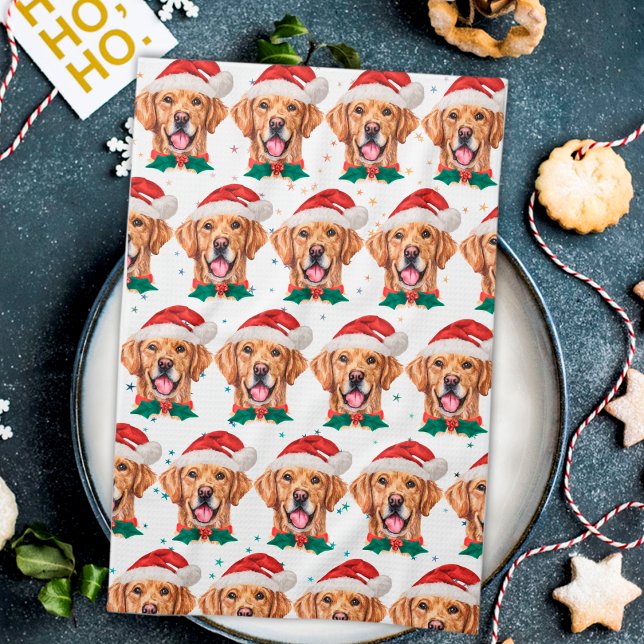 Linge De Cuisine Race de chien Retriever doré Noël (Créateur téléchargé)
