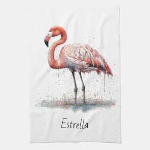 Linge De Cuisine Radiance Flamant : Aquarelle Tropicale, personnali